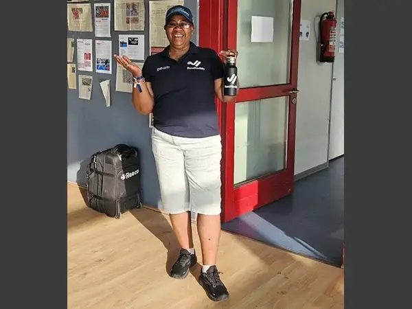 Dawn Bonner in hockey officiating clothing — photograph supplied to The Hockey Museum